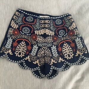 J.O.A embroidered navy shirt with floral design size XS